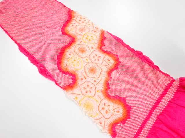 正絹　振袖用　絞り　帯揚げ